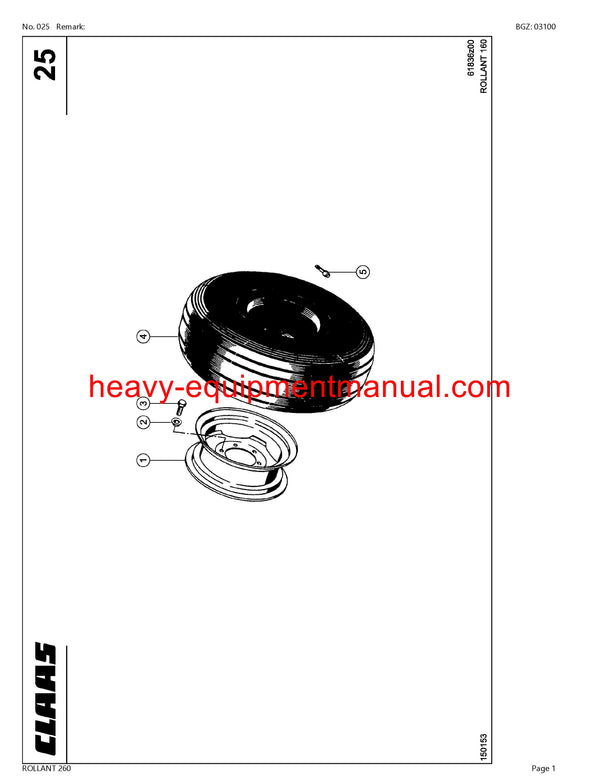 PDF Claas 260 Rollant Baler Parts Manual