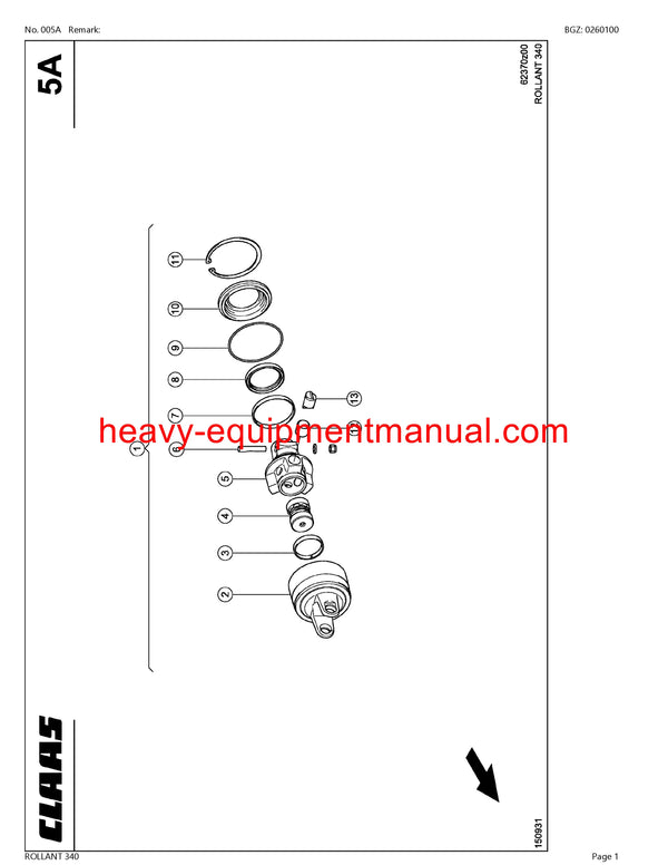 PDF Claas 340 Rollant Baler Parts Manual