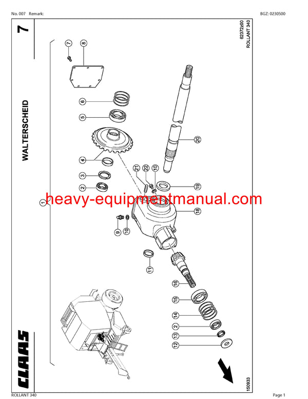 PDF Claas 340 Rollant Baler Parts Manual