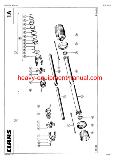 CLAAS ROLLANT 34 BALER PARTS CATALOG MANUAL SN 00500001-00599999