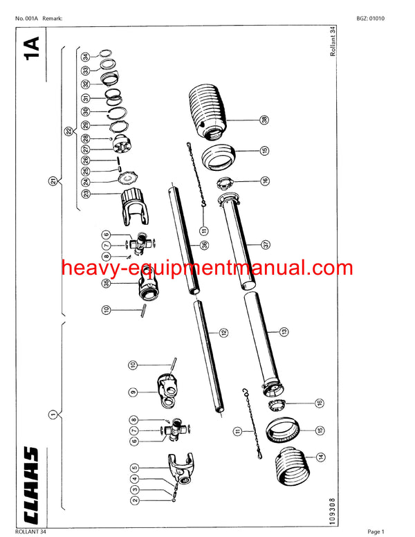 CLAAS ROLLANT 34 BALER PARTS CATALOG MANUAL SN 00500001-00599999