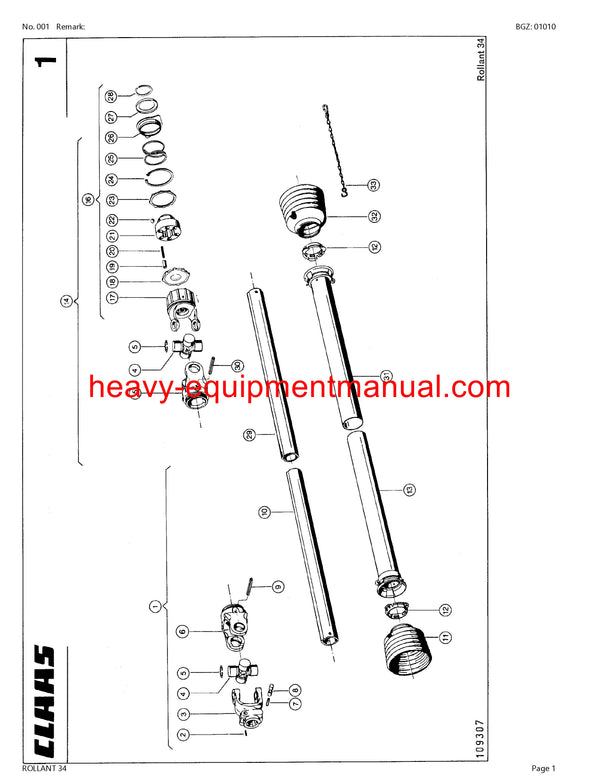 CLAAS ROLLANT 34 BALER PARTS CATALOG MANUAL SN 00500001-00599999