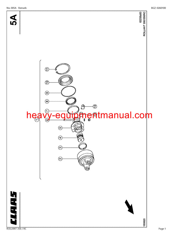 CLAAS ROLLANT 350 RC BALER PARTS CATALOG MANUAL SN 76200011-76299999
