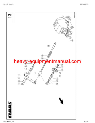 CLAAS ROLLANT 350 RC BALER PARTS CATALOG MANUAL SN 76200011-76299999