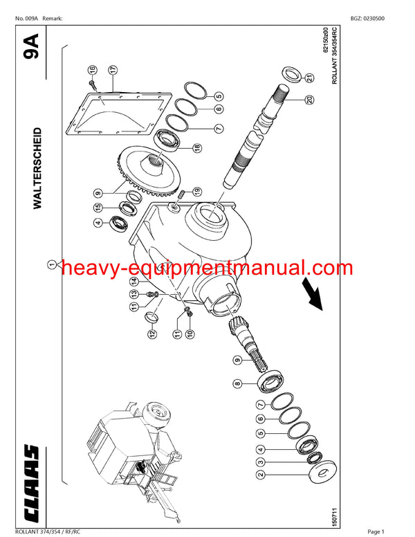 CLAAS ROLLANT 374/354 RF/RC BALER PARTS CATALOG MANUAL SN 76300011-76399999