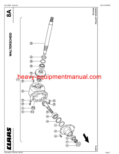 CLAAS ROLLANT 374/354 RF/RC BALER PARTS CATALOG MANUAL SN 76300011-76399999