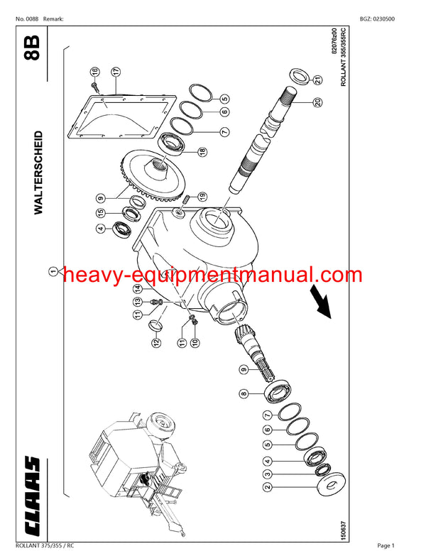 PDF Claas 375/ 355 RC Rollant Baler Parts Manual