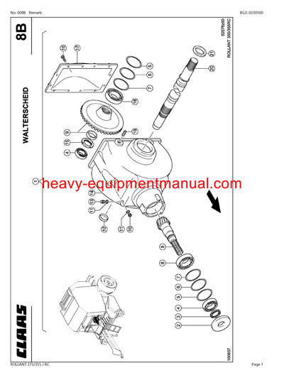 CLAAS ROLLANT 375/355 RC BALER PARTS CATALOG MANUAL SN 76400011-76499999