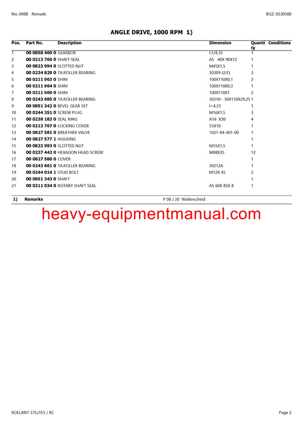 CLAAS ROLLANT 375/355 RC BALER PARTS CATALOG MANUAL SN 76400011-76499999
