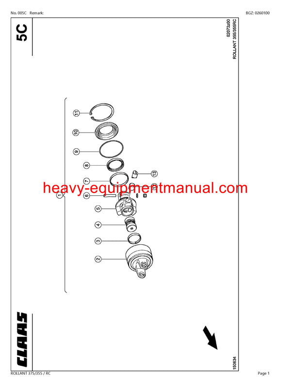 CLAAS ROLLANT 375/355 RC BALER PARTS CATALOG MANUAL SN 76400011-76499999