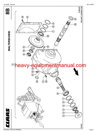 CLAAS ROLLANT 375/355 UNIWRAP BALER PARTS CATALOG MANUAL SN 76600011-76699999