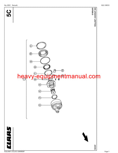CLAAS ROLLANT 375/355 UNIWRAP BALER PARTS CATALOG MANUAL SN 76600011-76699999