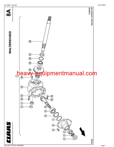 CLAAS ROLLANT 375/355 UNIWRAP BALER PARTS CATALOG MANUAL SN 76600011-76699999