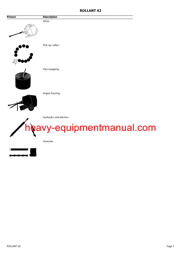 CLAAS ROLLANT 42 BALER PARTS CATALOG MANUAL SN 00900001-00901399