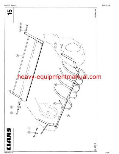 CLAAS ROLLANT 44 BALER PARTS CATALOG MANUAL SN 00400003-00499999