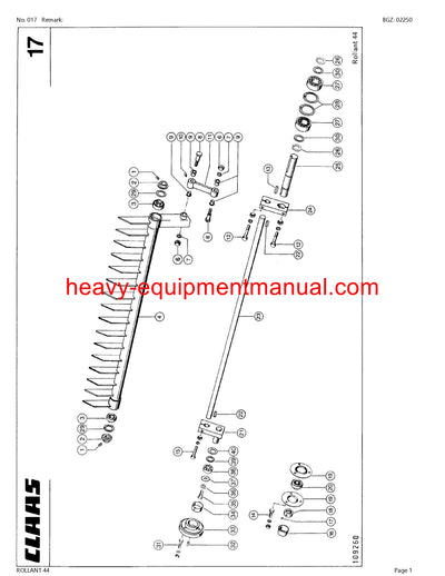 CLAAS ROLLANT 44 BALER PARTS CATALOG MANUAL SN 00400003-00499999