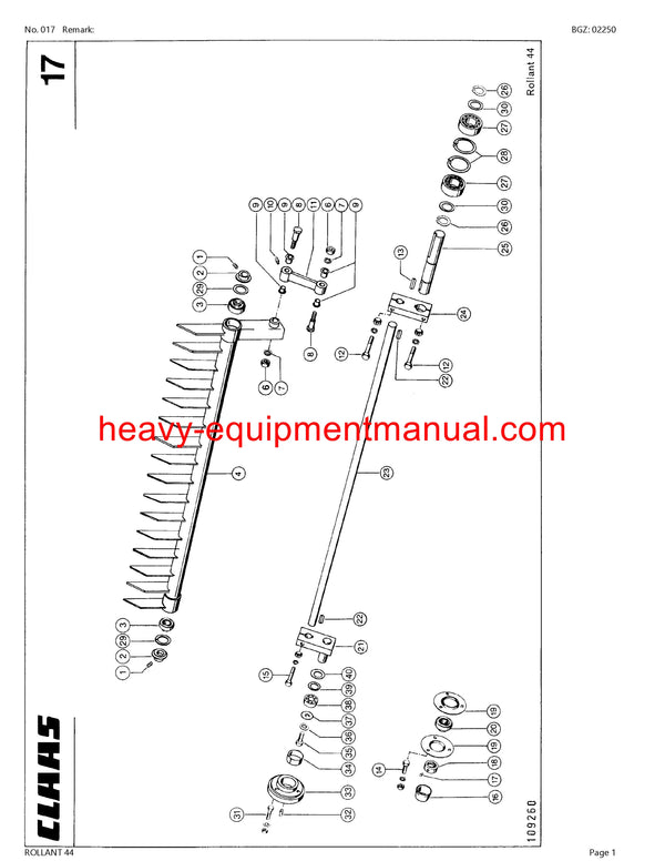 CLAAS ROLLANT 44 BALER PARTS CATALOG MANUAL SN 00400003-00499999