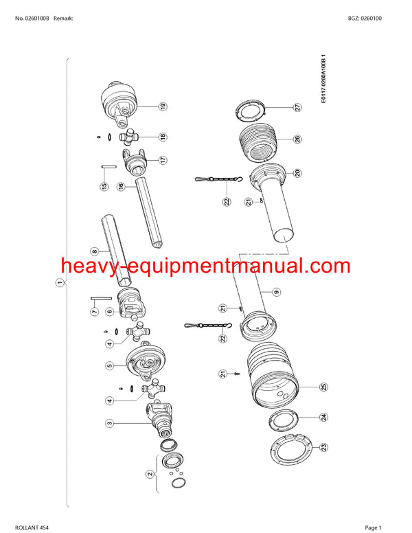 CLAAS ROLLANT 454 BALER PARTS CATALOG MANUAL SN 76800011-76809999