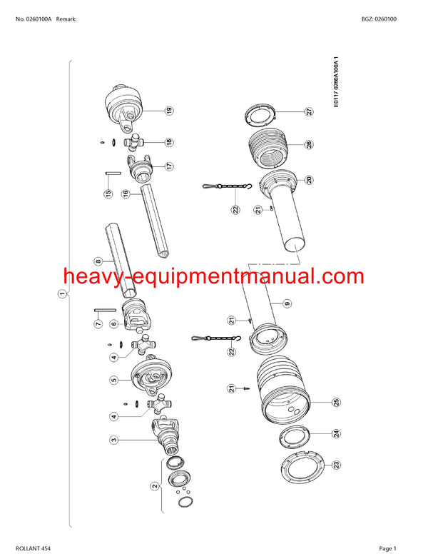 CLAAS ROLLANT 454 BALER PARTS CATALOG MANUAL SN 76800011-76809999