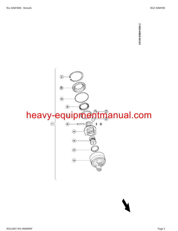 CLAAS ROLLANT 454 UNIWRAP BALER PARTS CATALOG MANUAL SN 76900011-76909999