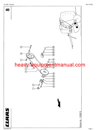 CLAAS ROLLANT 45 BALER PARTS CATALOG MANUAL SN 00901400-00999999