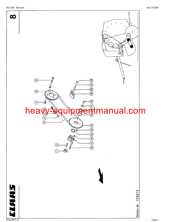 CLAAS ROLLANT 45 BALER PARTS CATALOG MANUAL SN 00901400-00999999