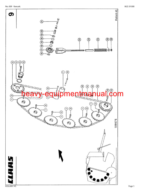 CLAAS ROLLANT 45 BALER PARTS CATALOG MANUAL SN 00901400-00999999