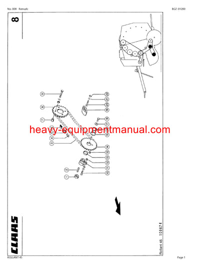 PDF Claas 45 Rollant Baler Parts Manual