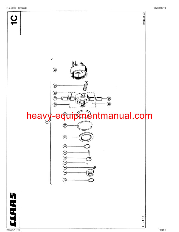 CLAAS ROLLANT 46 BALER PARTS CATALOG MANUAL SN 00700001-00799999