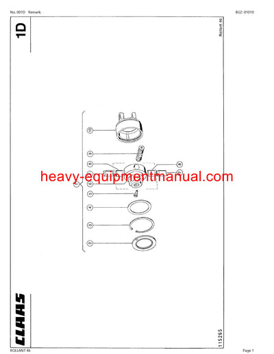 PDF Claas 46 Rollant Baler Parts Manual
