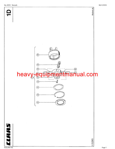 CLAAS ROLLANT 46 BALER PARTS CATALOG MANUAL SN 00700001-00799999