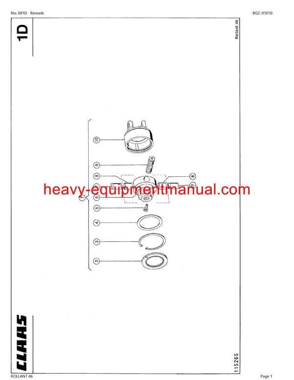 CLAAS ROLLANT 46 BALER PARTS CATALOG MANUAL SN 00700001-00799999