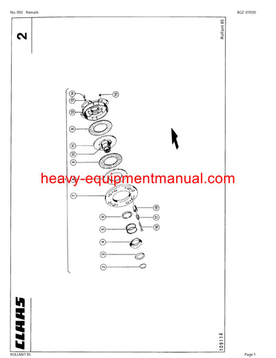 CLAAS ROLLANT 85 BALER PARTS CATALOG MANUAL SN 00100005-00199999