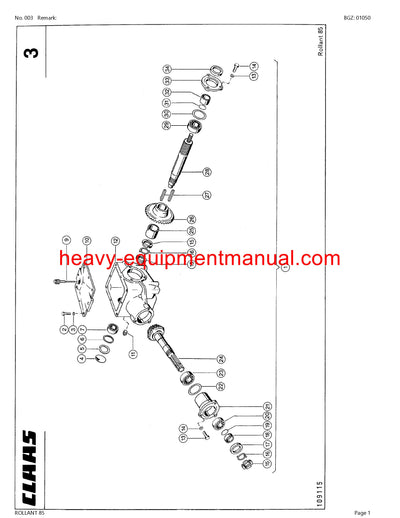 CLAAS ROLLANT 85 BALER PARTS CATALOG MANUAL SN 00100005-00199999