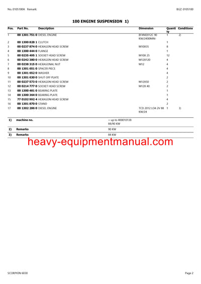 CLAAS SCORPION 6030 TELEHANDLER PARTS CATALOG MANUAL SN 400010001-400019999