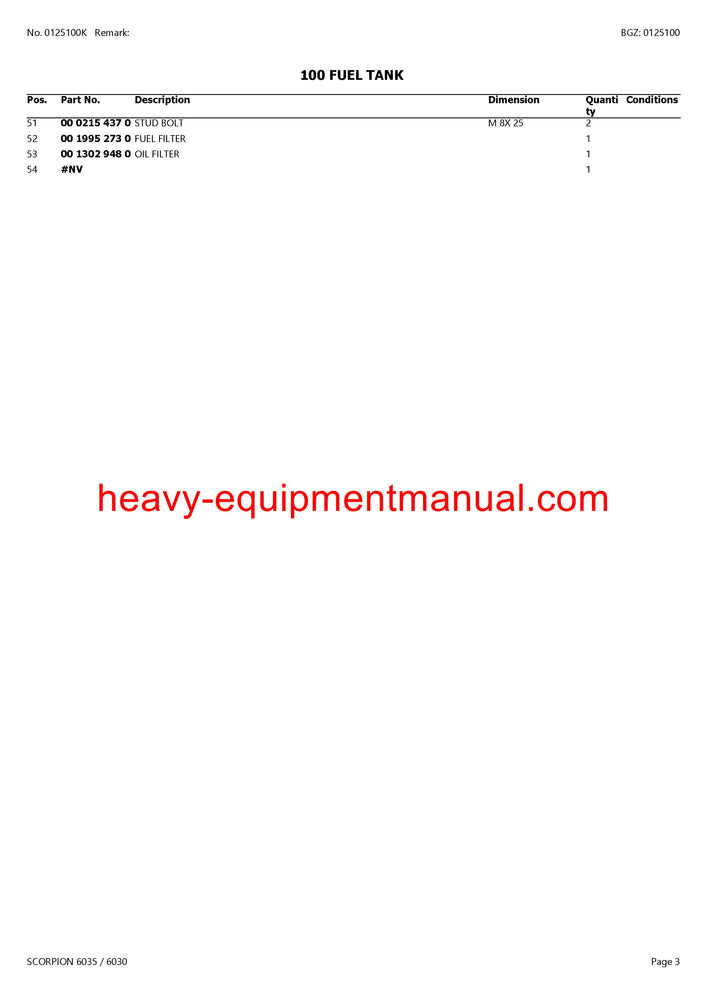 PDF Claas 6035, 6030 Scorpion Telehandler Parts Manual