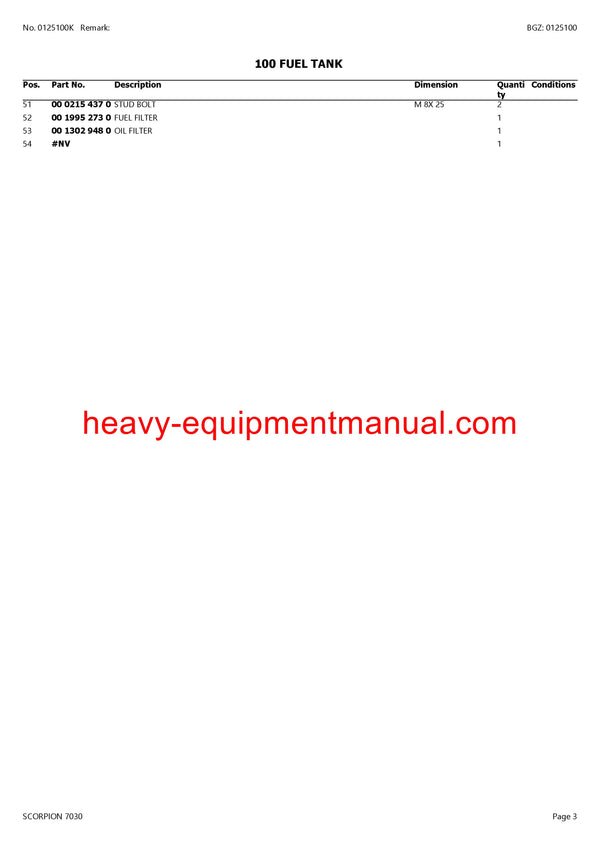 CLAAS SCORPION 7030 TELEHANDLER PARTS CATALOG MANUAL SN 401010001-401019999
