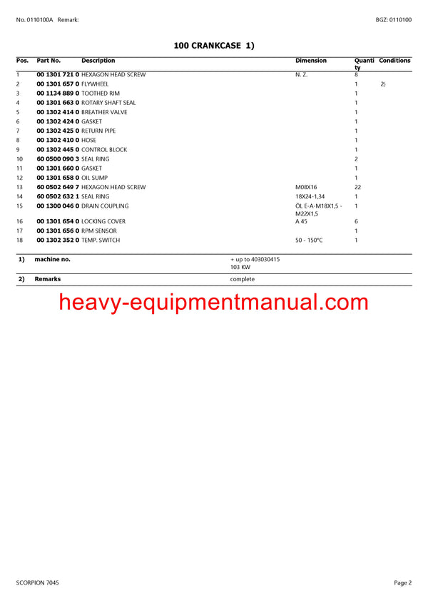 CLAAS SCORPION 7045 TELEHANDLER PARTS CATALOG MANUAL SN 403030001-403039999