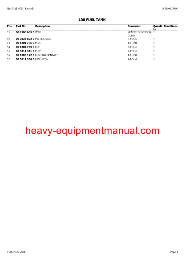 CLAAS SCORPION 7050 TELEHANDLER PARTS CATALOG MANUAL SN 416070001-416079999
