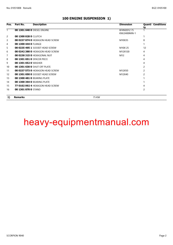 CLAAS SCORPION 9040 TELEHANDLER PARTS CATALOG MANUAL SN 404030001-404039999