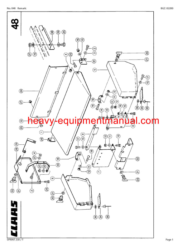 CLAAS SPRINT 230 / T SELF LOADING WAGON PARTS CATALOG MANUAL SN 36101001-36199999