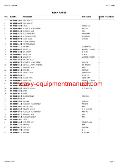 CLAAS SPRINT 300 G SELF LOADING WAGON PARTS CATALOG MANUAL SN 30001001-30099999