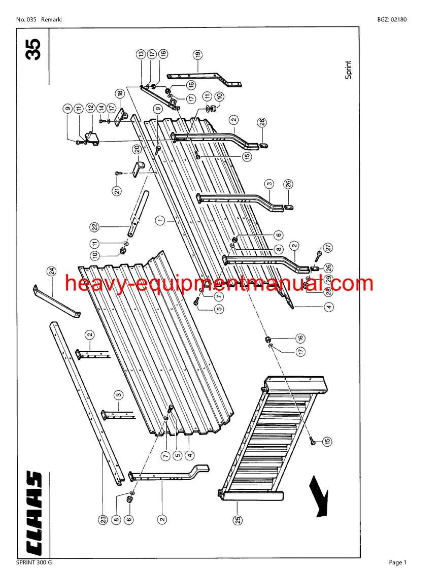 PDF Claas 300 G Sprint Self Loading Wagon Parts Manual