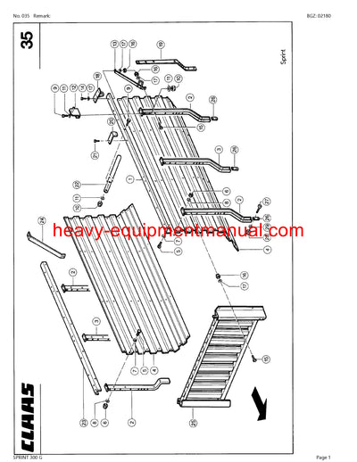 CLAAS SPRINT 300 G SELF LOADING WAGON PARTS CATALOG MANUAL SN 30001001-30099999