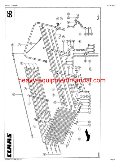 CLAAS SPRINT 320-300 K 300 T SELF LOADING WAGON PARTS CATALOG MANUAL SN 36201001-36299999
