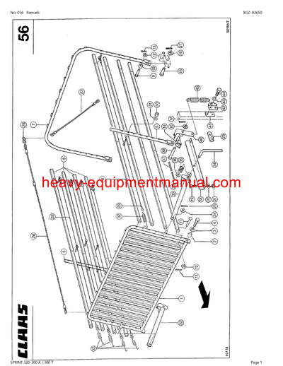 CLAAS SPRINT 320-300 K 300 T SELF LOADING WAGON PARTS CATALOG MANUAL SN 36501001-36599999