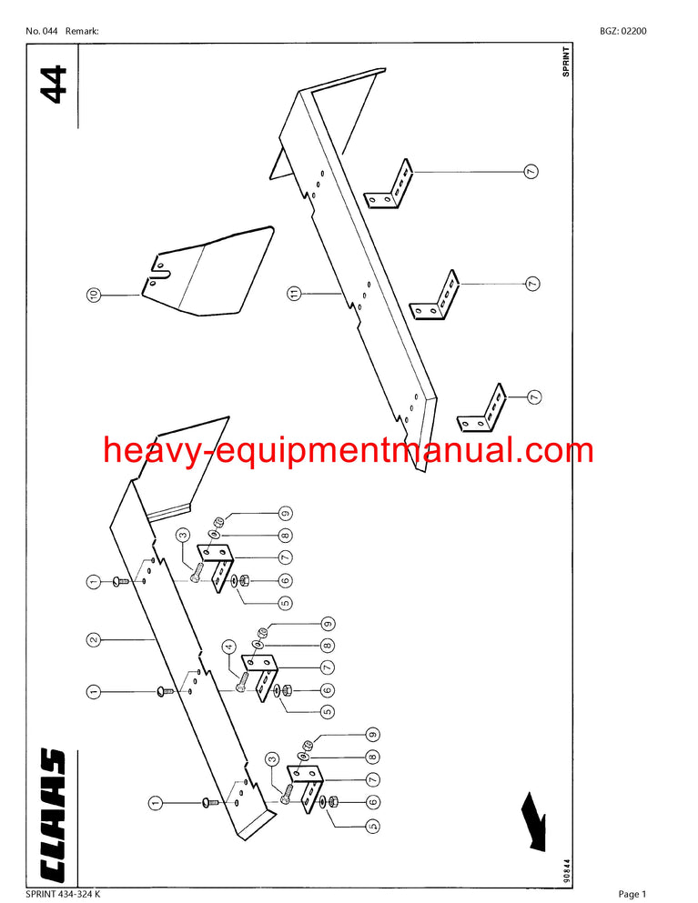 PDF Claas 434 - 324 K Sprint Self Loading Wagon Parts Manual