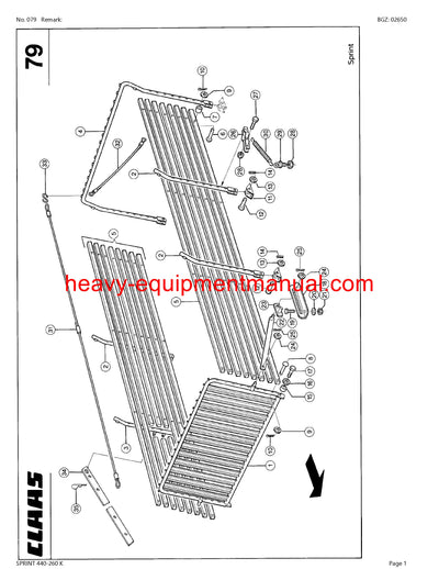 CLAAS SPRINT 440-260 K SELF LOADING WAGON PARTS CATALOG MANUAL SN 32301001-32399999