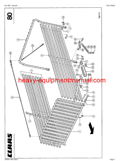 CLAAS SPRINT 440-260 K SELF LOADING WAGON PARTS CATALOG MANUAL SN 32301001-32399999