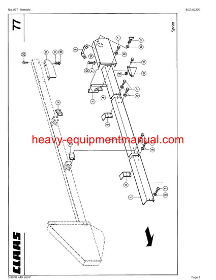 CLAAS SPRINT 440-260 P SELF LOADING WAGON PARTS CATALOG MANUAL SN 35001001-35099999 PDF Claas 440 - 260 P Sprint Self Loading Wagon Parts Manual
